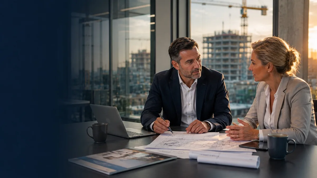 Projectoverleg met bouwtekeningen – Executive Search Bouw